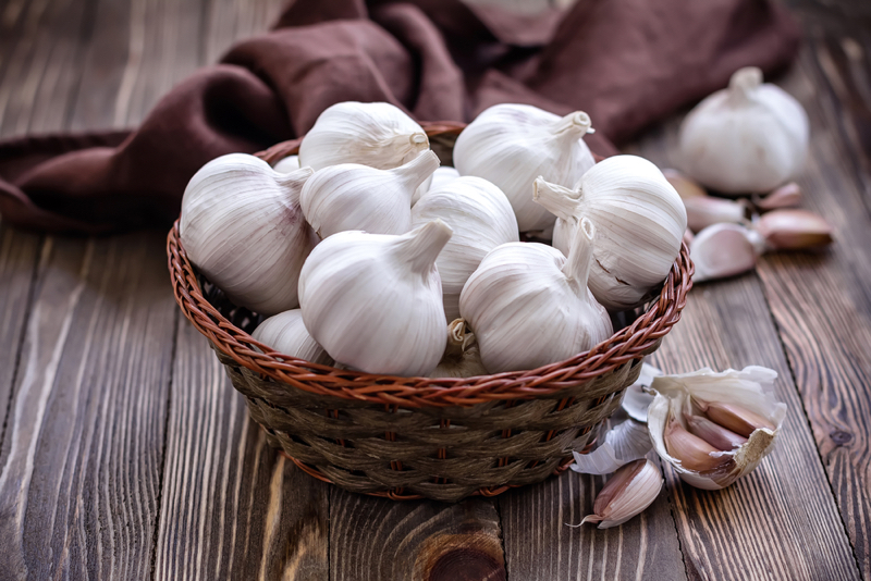 garlic cloves in a basket