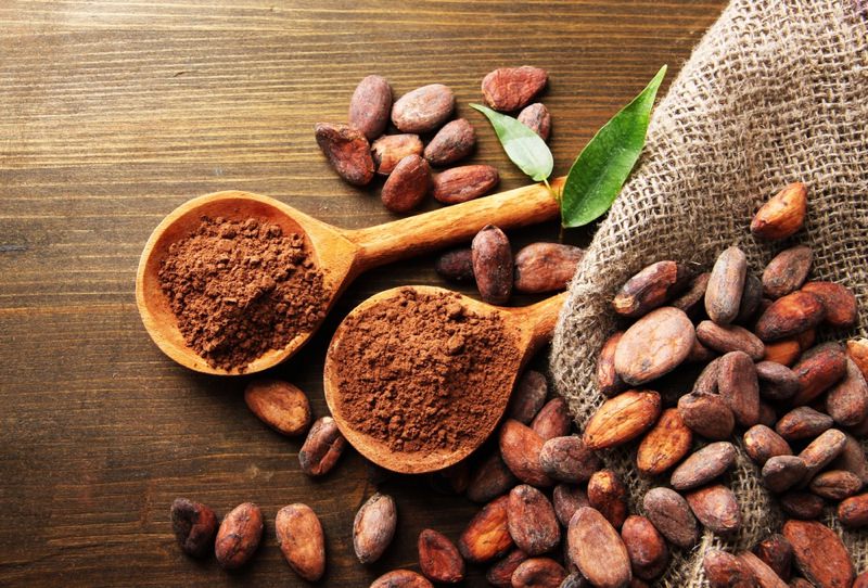 cocoa powder with beans