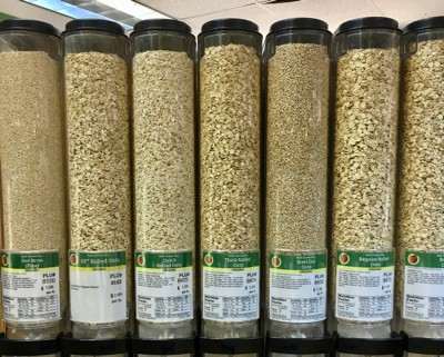 bulk oat bran, organic rolled oats, regular oats, steel cut oats, thick cut oats