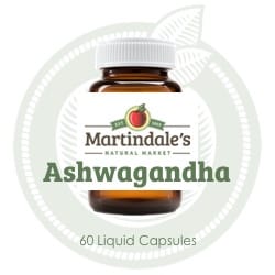 herbal ashwagandha root extract in liquid capsules