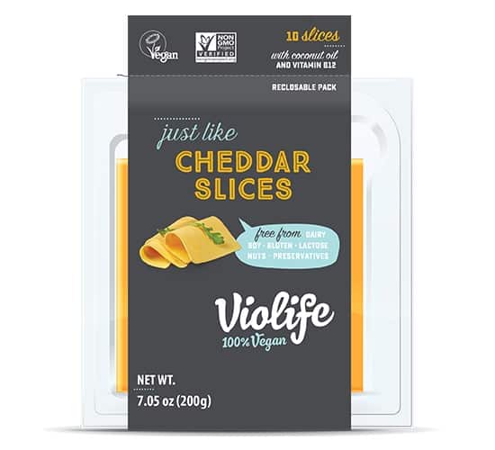 vegan cheddar sliced cheese alternative