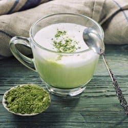 Latte with matcha green tea powder