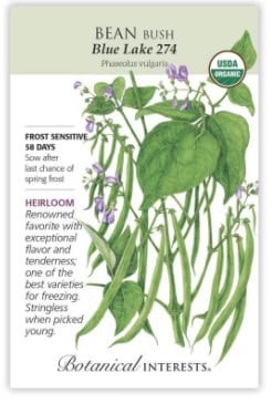 heirloom seeds, organic seeds, blue lake bush bean seeds