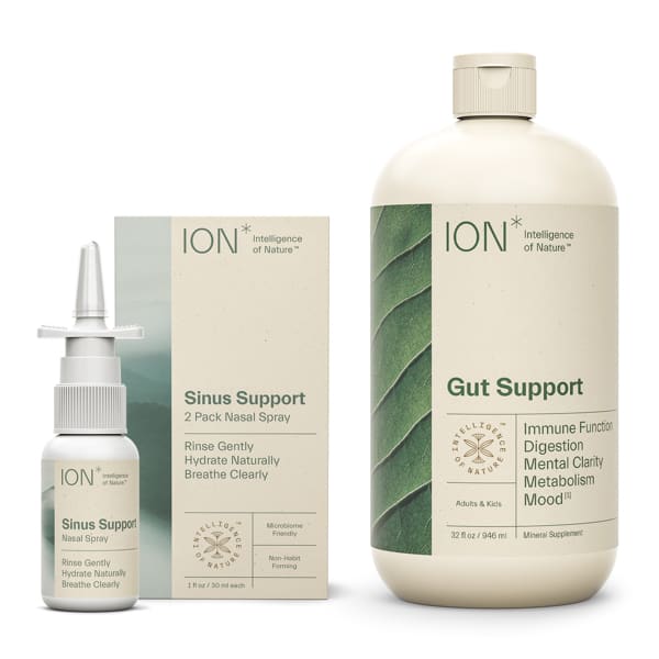 ION sinus support spray and liquid gut support for your inner lining